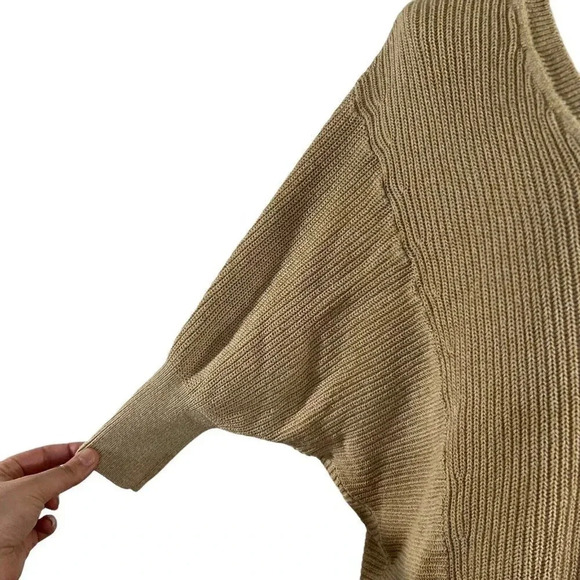 Express Slouchy Short Sleeve Sweater Tan Sand Oatmeal Knit Balloon Sleeve Medium - Picture 5 of 6